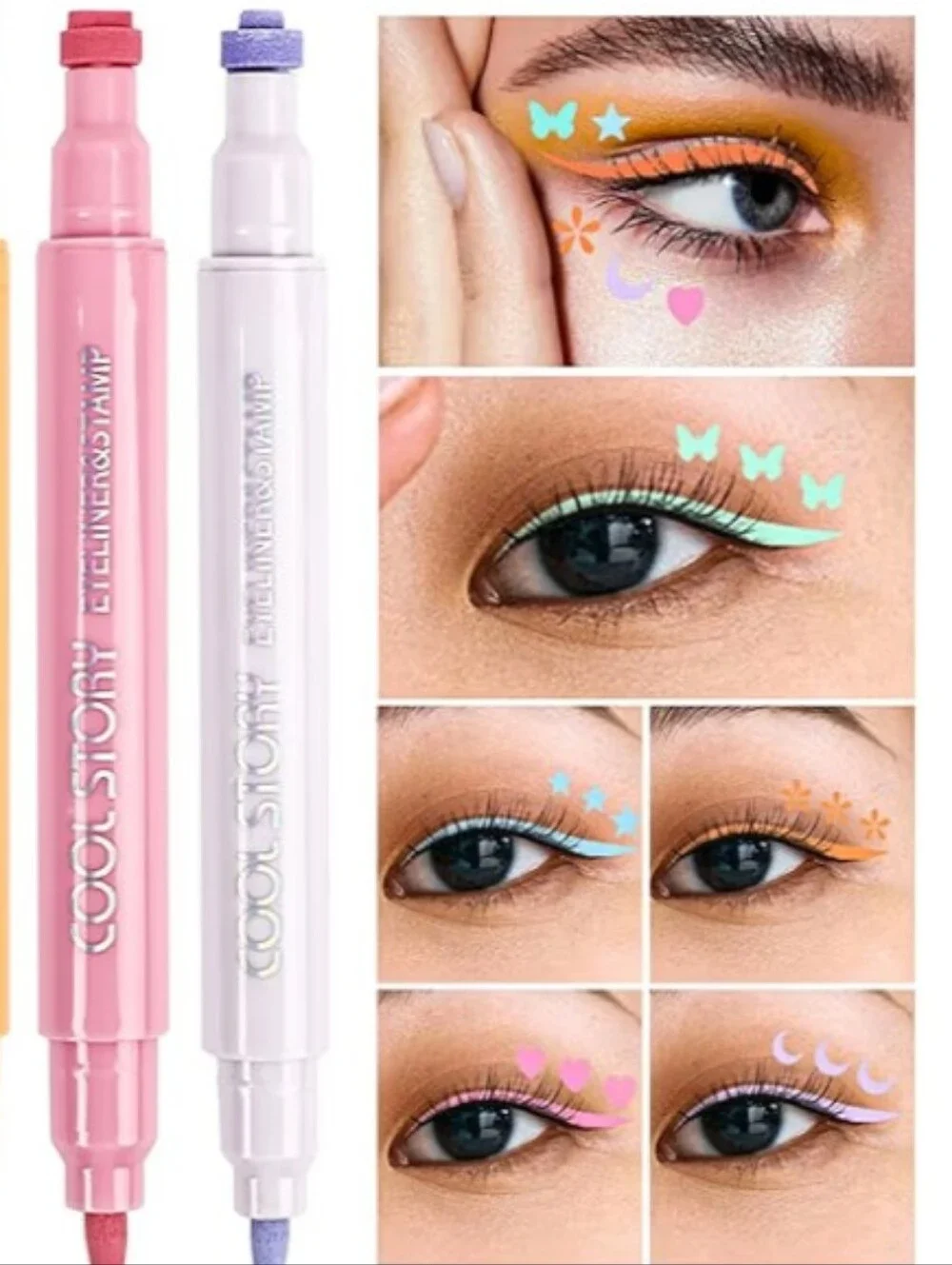 1 PC Liquid Winged Eyeliner Stamp Pen Double Ended Waterproof Pastel Colors